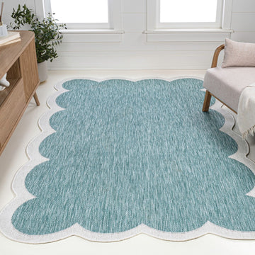 Alice Classic Cottage Two-tone Scalloped Indoor/Outdoor Area Rug